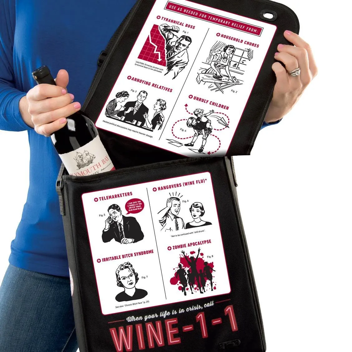 Insulated Bag - WINE-1-1  3 Bottle Messenger Bag