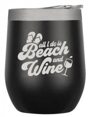 Insulated Wine Tumbler - Beach & Wine - Black Matte