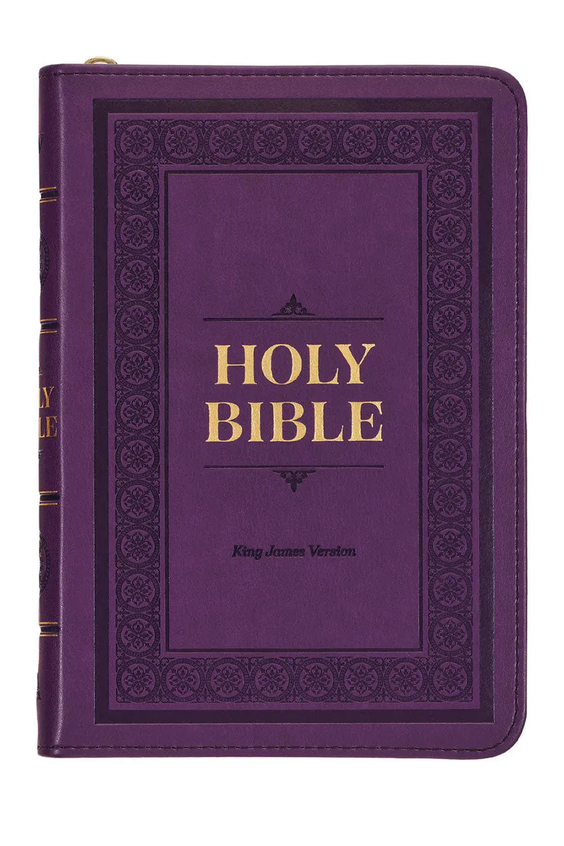Iris Purple Faux Leather KJV Zippered Compact Bible