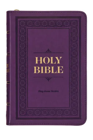 Iris Purple Faux Leather KJV Zippered Compact Bible