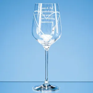 Just For You' Diamante Wine Glass with Heart Shaped Cutting in an attractive Gift Box