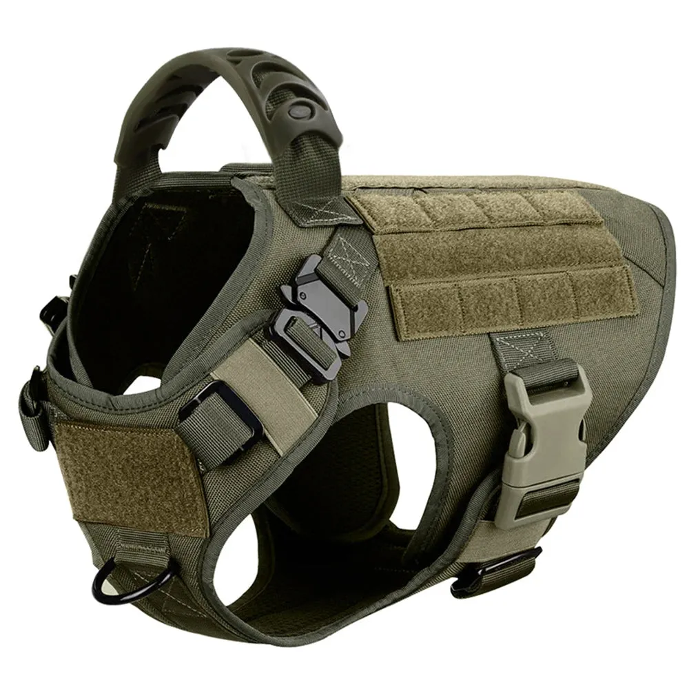 Large Dog Harness Collar Leash Molle Pouches Pet