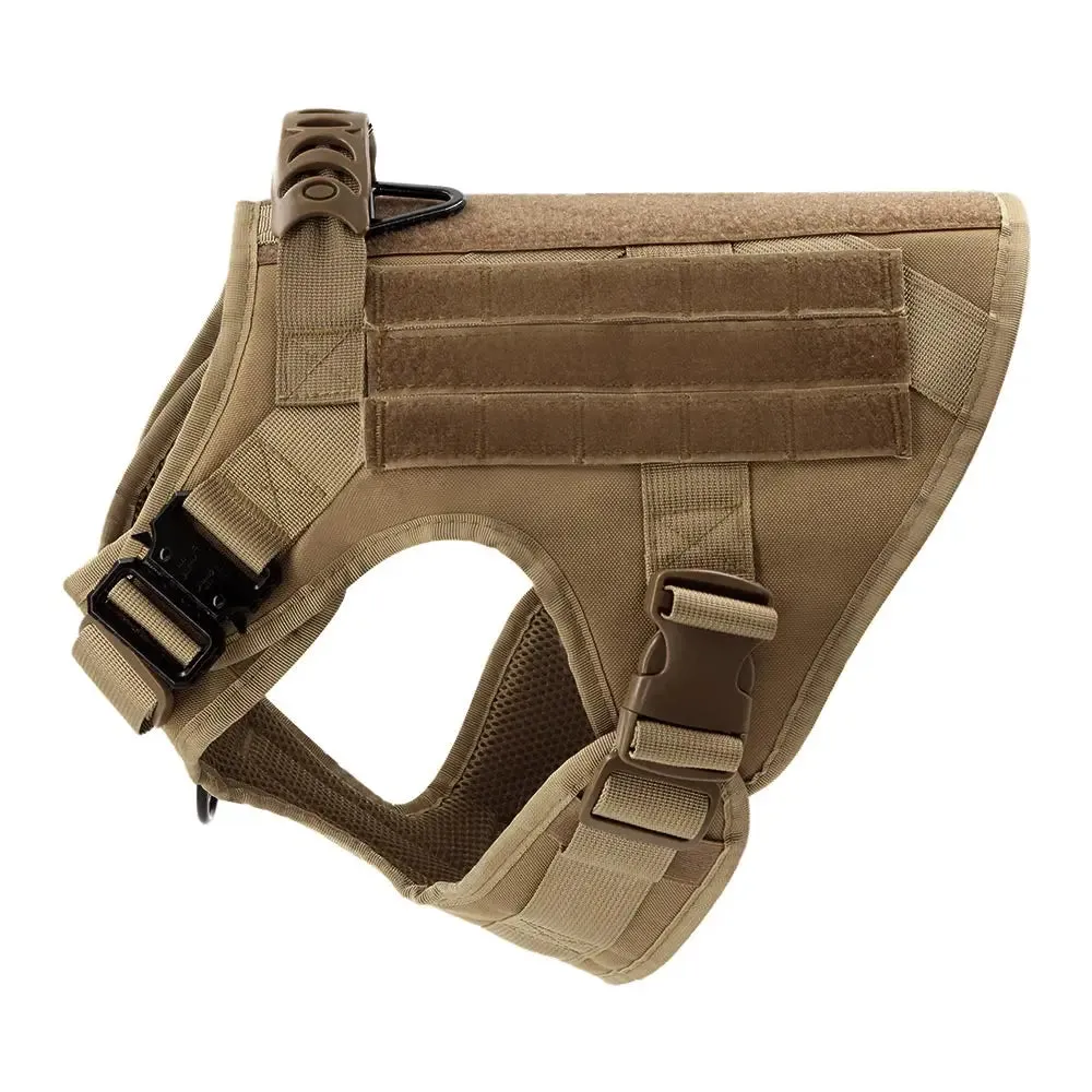 Large Dog Harness Collar Leash Molle Pouches Pet