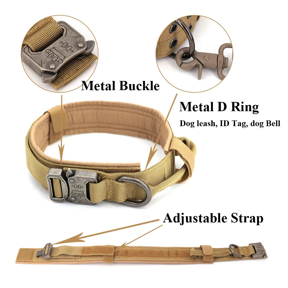 Large Dog Harness Collar Leash Molle Pouches Pet