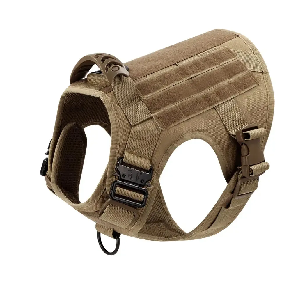 Large Dog Harness Collar Leash Molle Pouches Pet