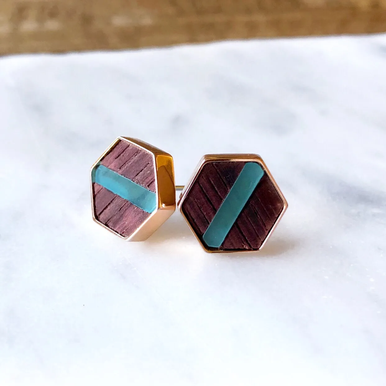 Lucite Barrel Earrings - Pink and Aqua