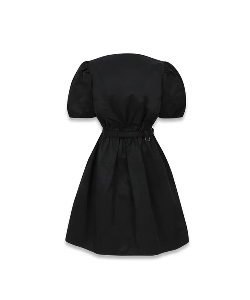 MACKY Golf: Balloon V-belt Dress - Black