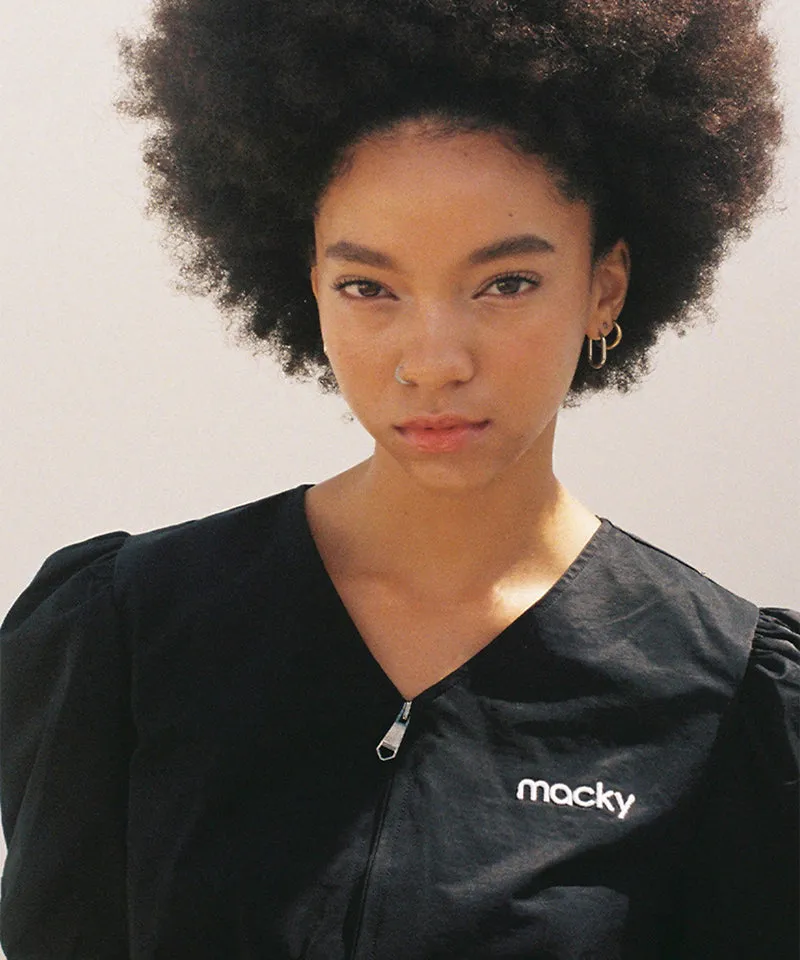 MACKY Golf: Balloon V-belt Dress - Black