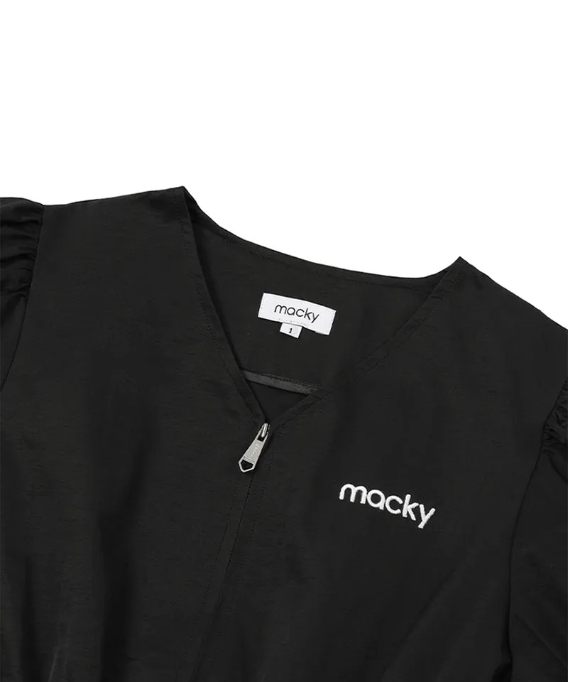 MACKY Golf: Balloon V-belt Dress - Black