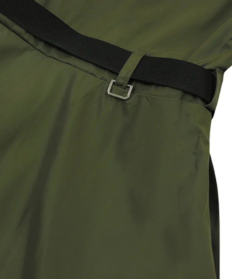 MACKY Golf: Hooded Zip-Up Belt Dress - Khaki