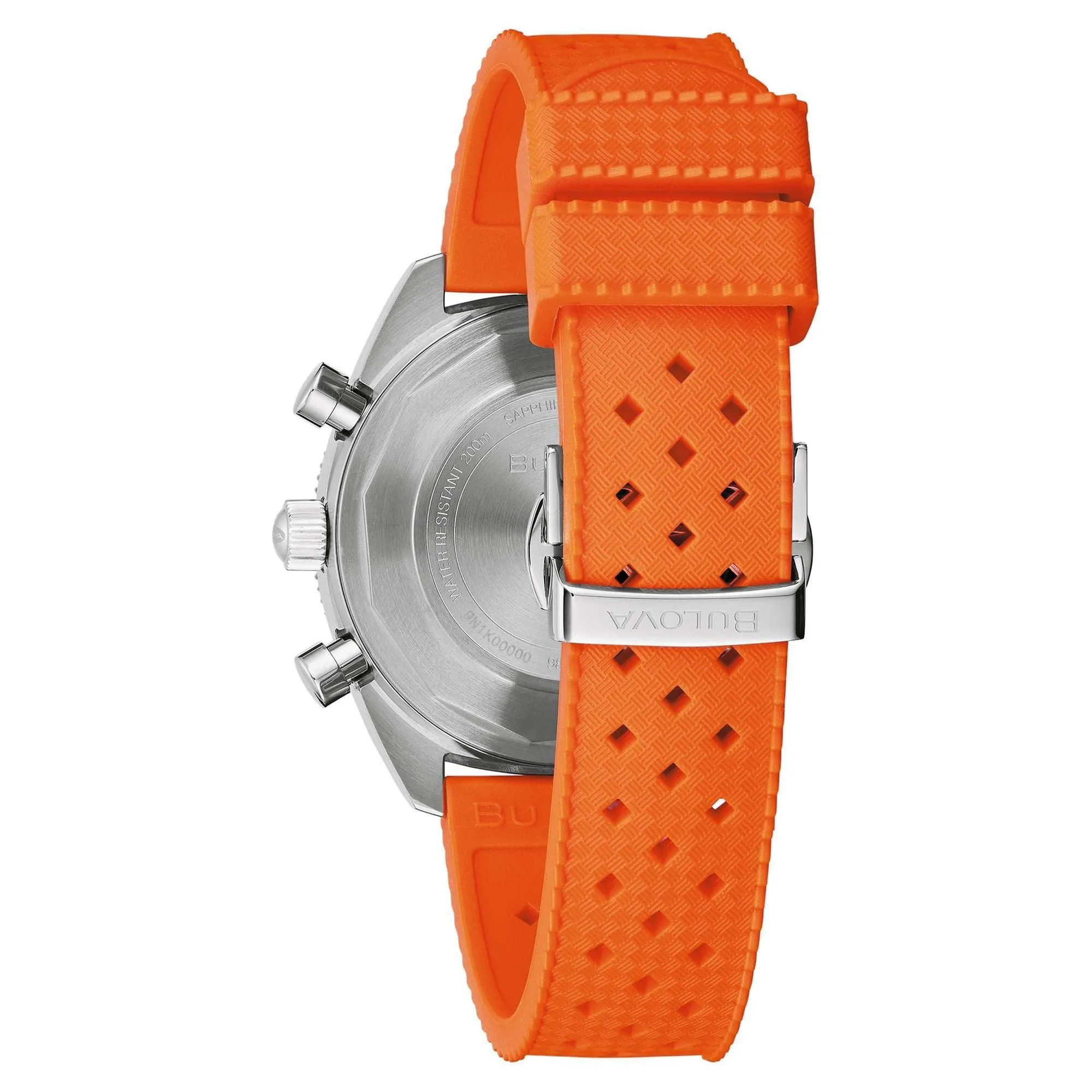 Men's Bulova Archive Series Chronograph A Surfboard Orange Silicone Strap Watch 98A254