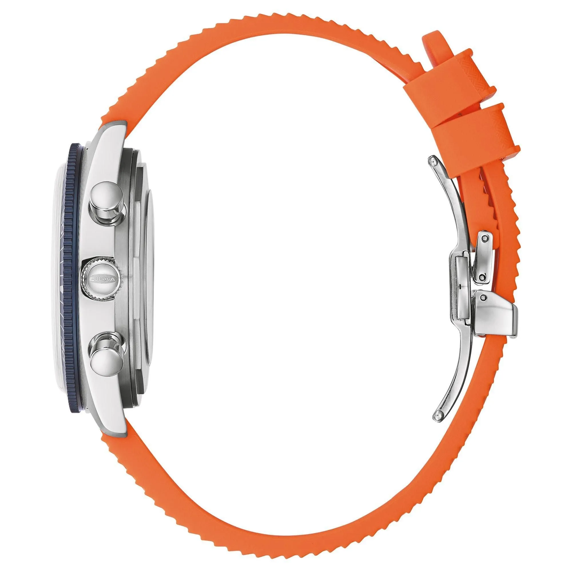 Men's Bulova Archive Series Chronograph A Surfboard Orange Silicone Strap Watch 98A254