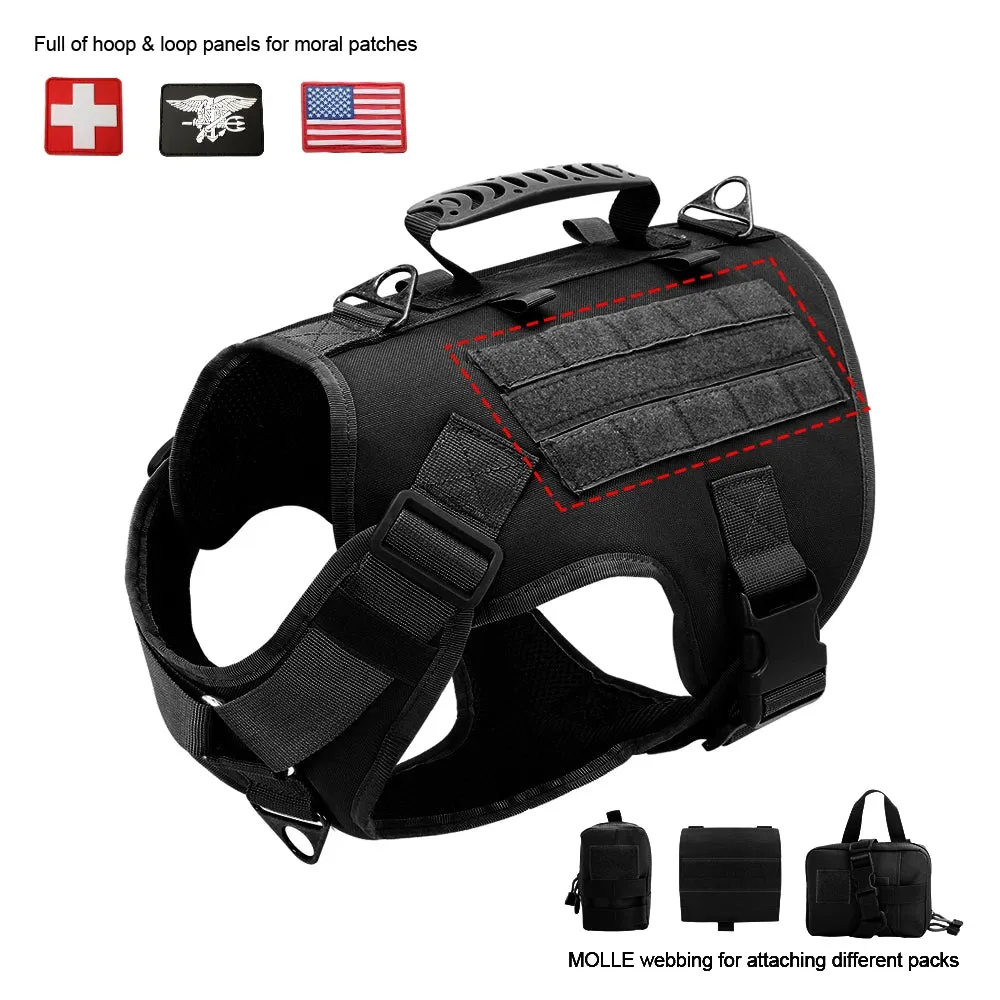 Nylon Tactical Dog Harness, Collar & Leash Combo
