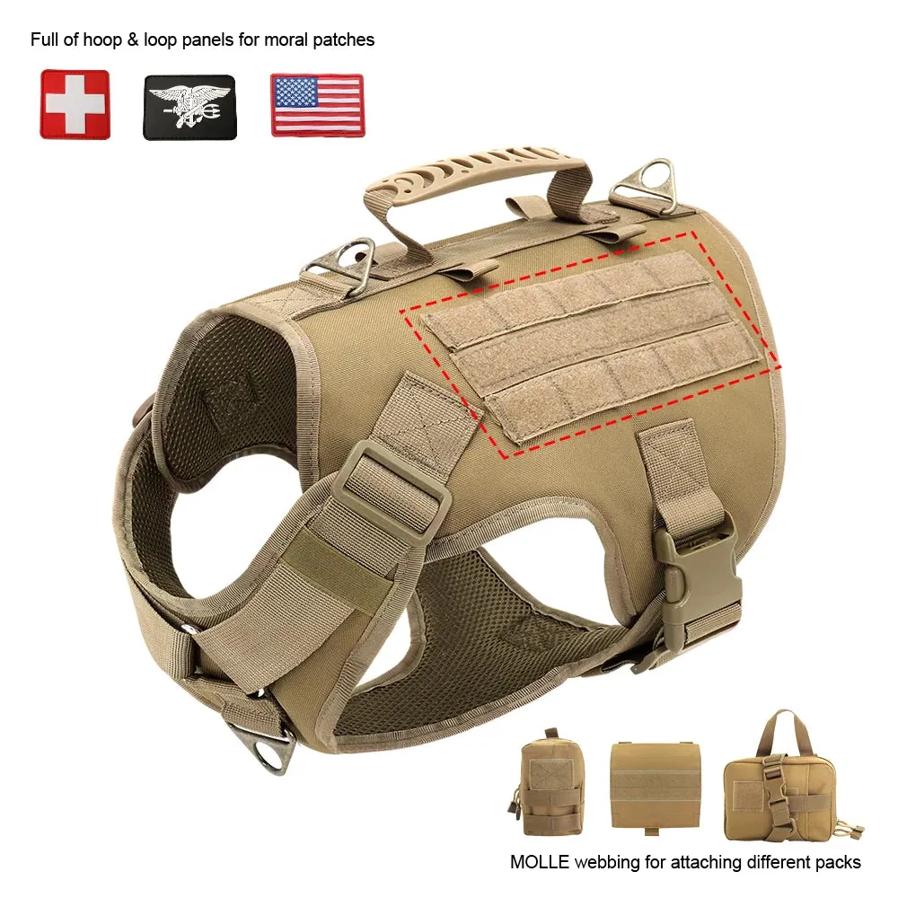 Nylon Tactical Dog Harness, Collar & Leash Combo