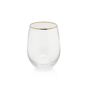 Optic Stemless Wine Glass w/ Gold Rim