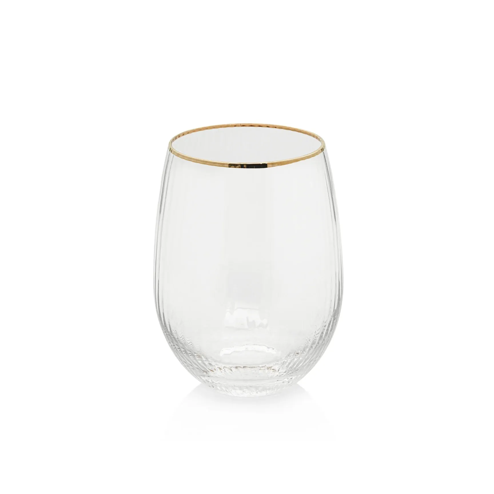 Optic Stemless Wine Glass w/ Gold Rim