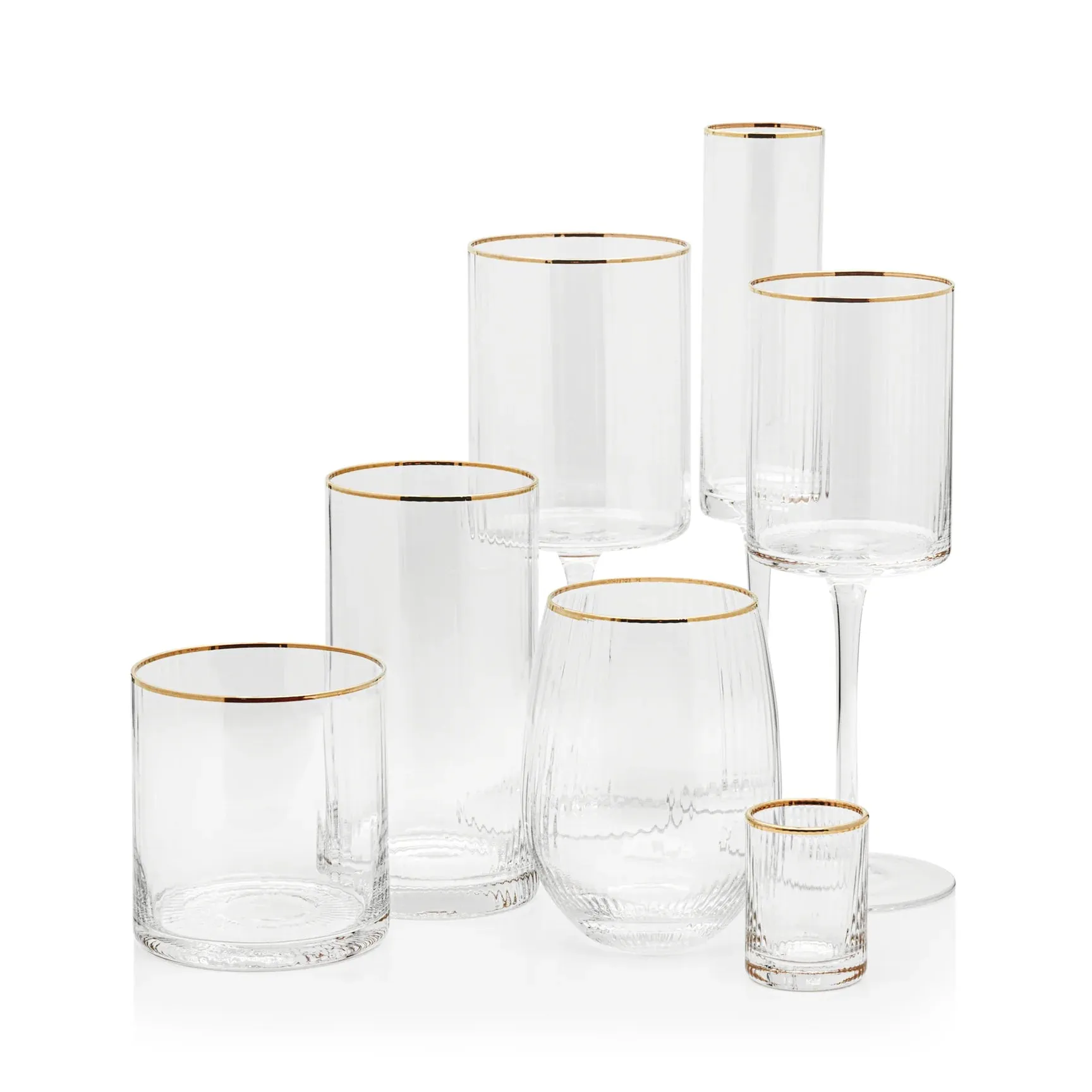 Optic Stemless Wine Glass w/ Gold Rim