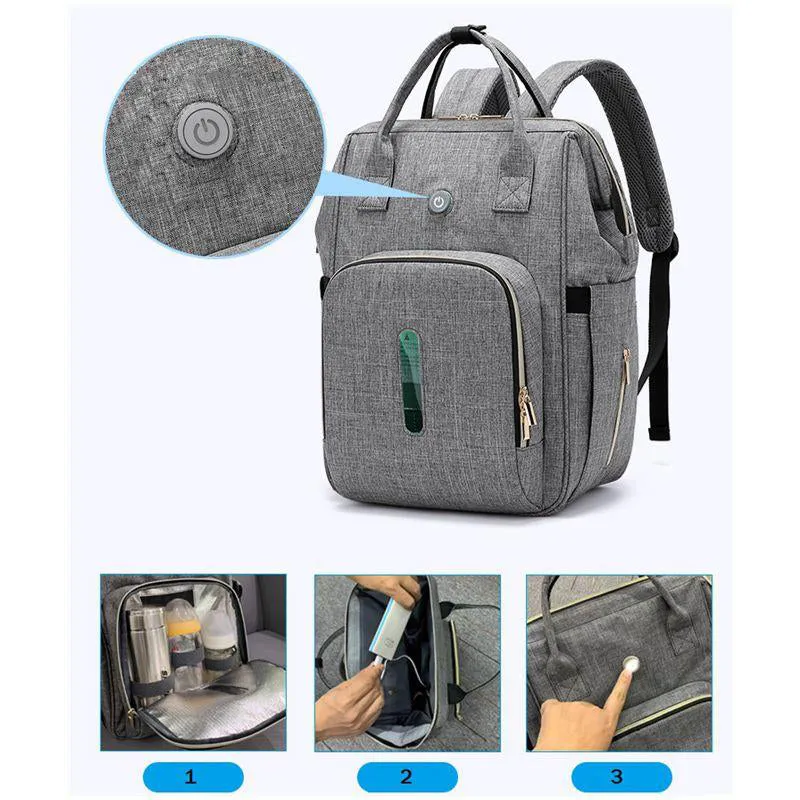 Ozone Sterilizer Waterproof Mummy Bag Travel Backpack Baby Diaper Bag