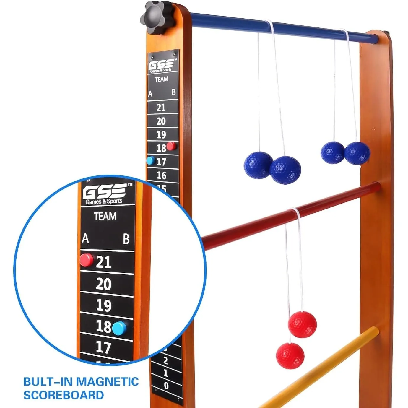 Premium Solid Wood Ladder Ball Toss Game Set with Carrying Case