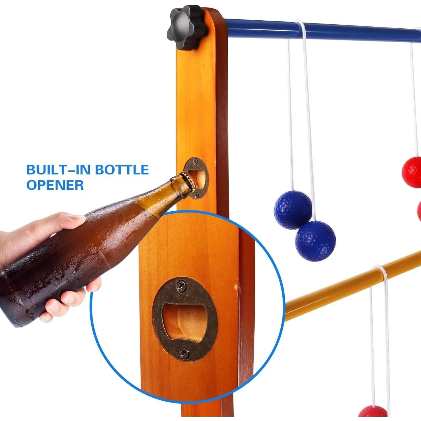 Premium Solid Wood Ladder Ball Toss Game Set with Carrying Case