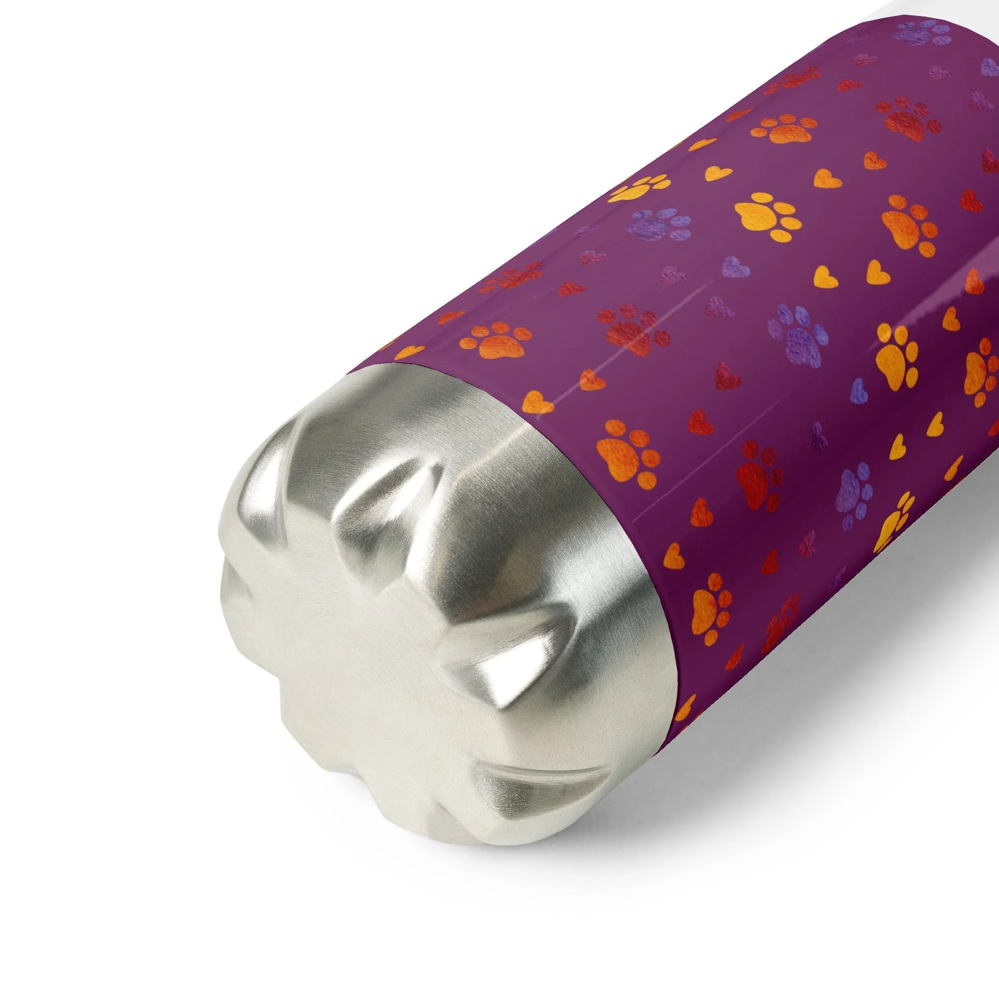 Purple Paw Prints Water Bottle