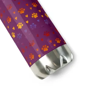 Purple Paw Prints Water Bottle