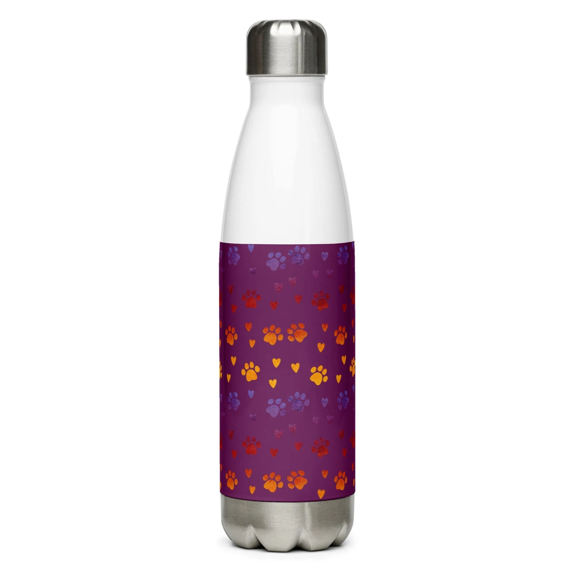 Purple Paw Prints Water Bottle