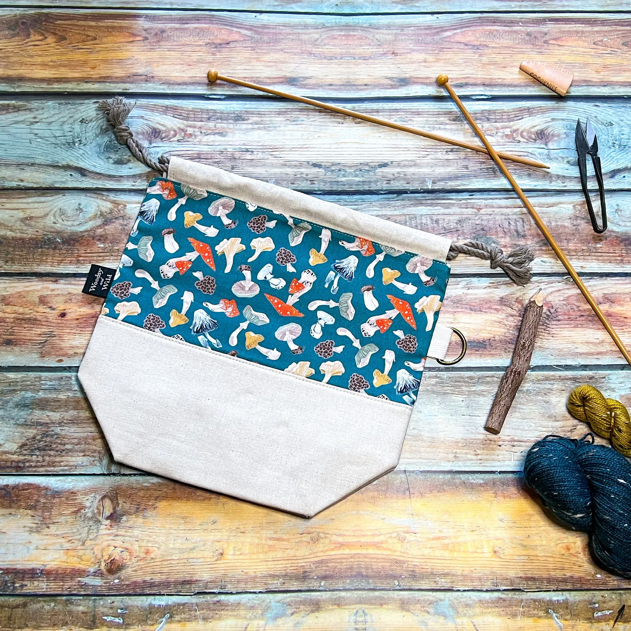 "Mushrooms"- Knitting Project Bag- Ready to Ship