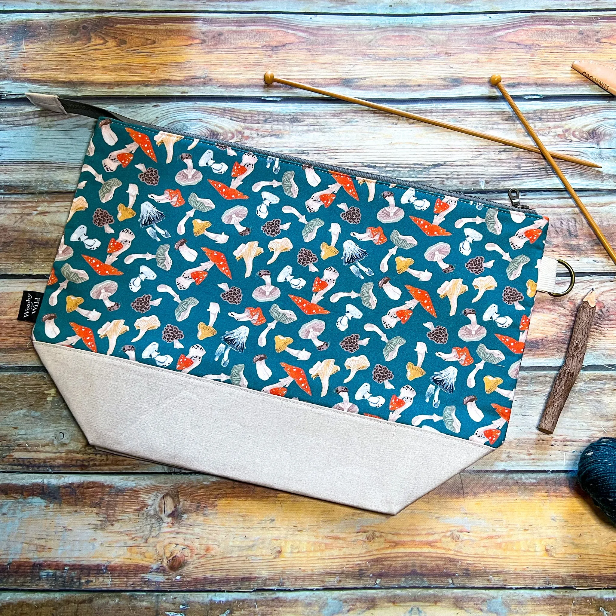 "Mushrooms"- Knitting Project Bag- Ready to Ship