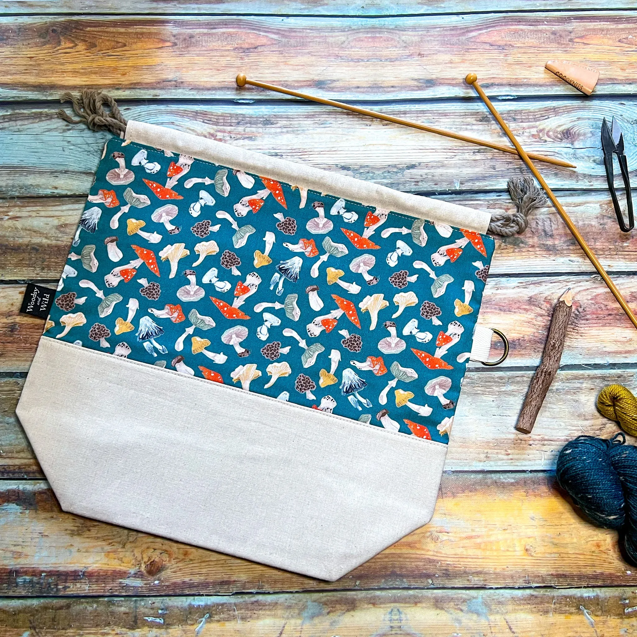 "Mushrooms"- Knitting Project Bag- Ready to Ship