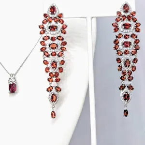 "Que' Syrah, Syrah!" 3.25" Earrings - Garnet, Zircon Stone, Anti-tarnish Sterling