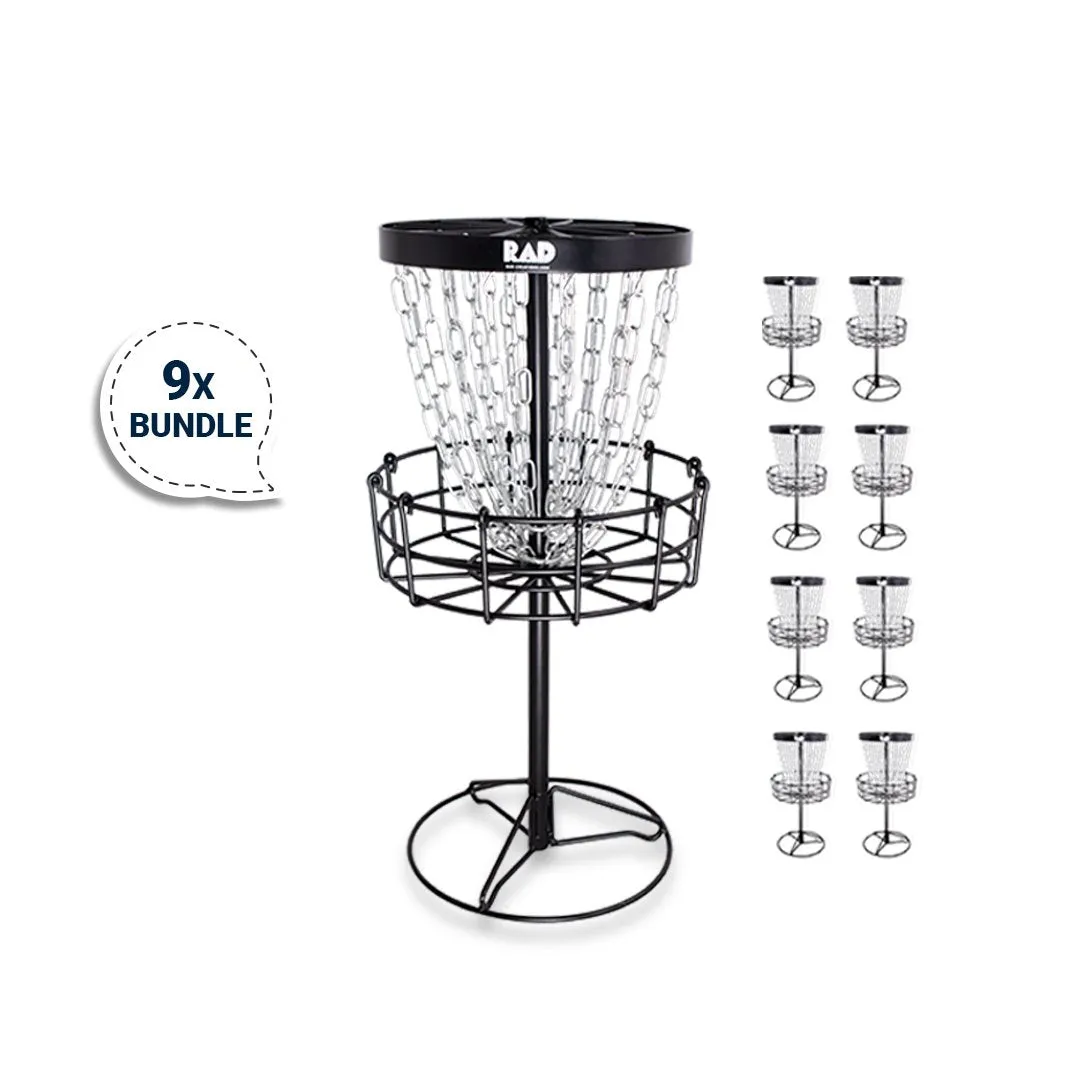 RAD PAR Mini Disc Golf Basket Bundle of 9