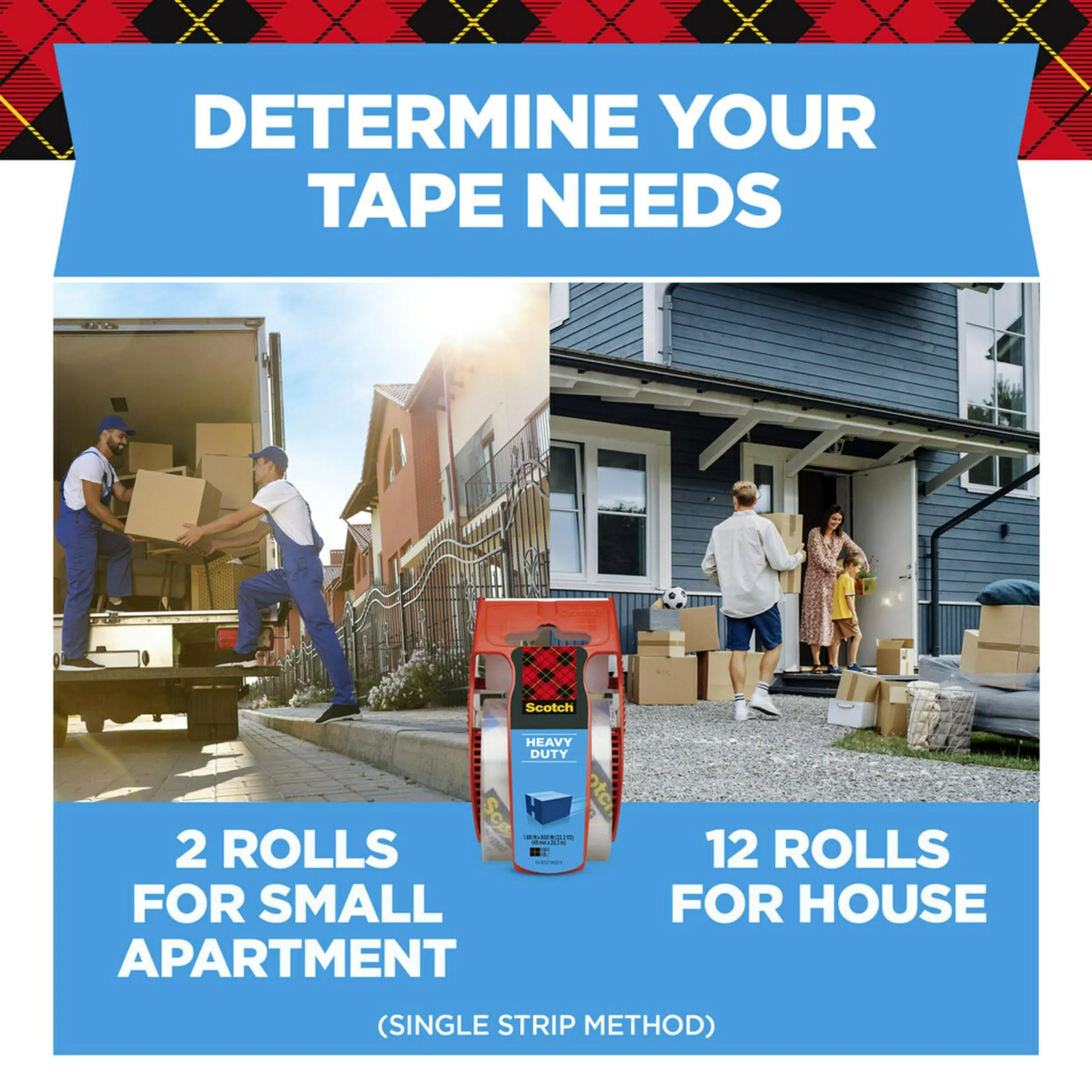 Scotch Heavy Duty Shipping Tape and Moving Packing Tape, Clear, Packing and Moving Supplies, 1.88 in. x 22.2 yd., 6 Tape Rolls with Dispensers