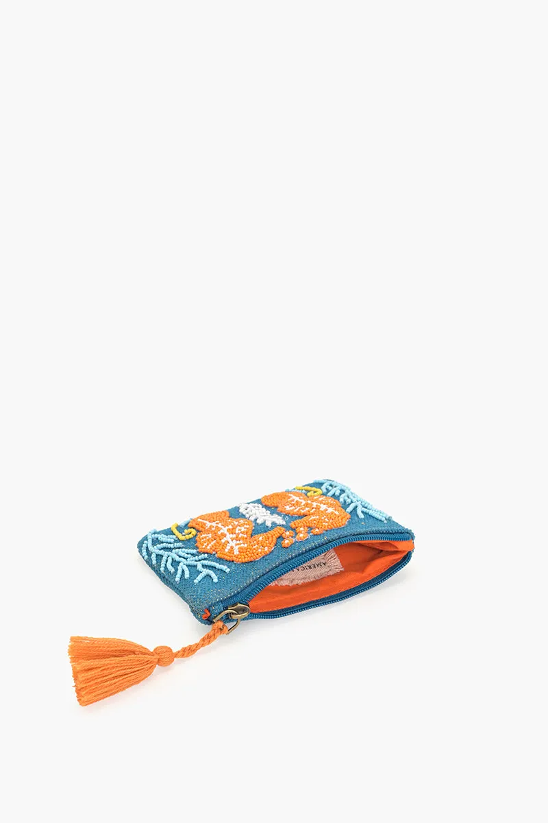 Sea Horse Teal Coin Pouch