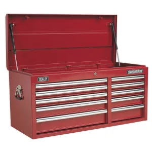 Sealey Superline Pro Topchest 10 Drawer with Ball-Bearing Slides Heavy-Duty - Red