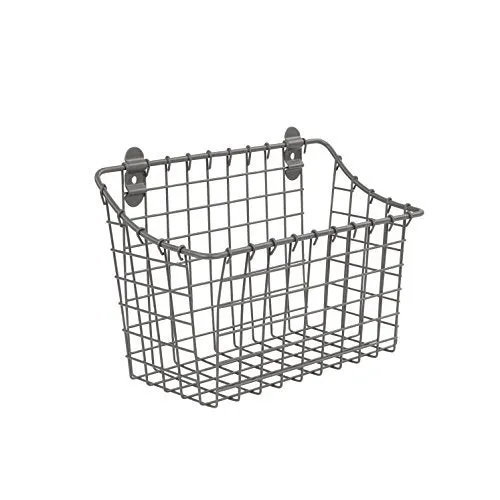 Spectrum Diversified Vintage Organizer Bin Cabinet & Wall Mount Basket, Large, Industrial Gray