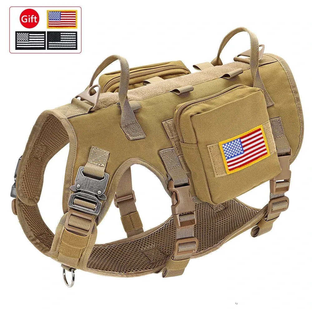 Tactical Nylon Dog Collar, Harness, Leash & Pouch Combo