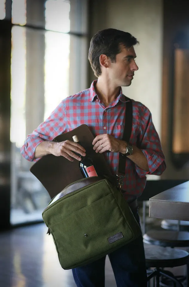 The Peddler: Canvas and Leather laptop / wine sales bag