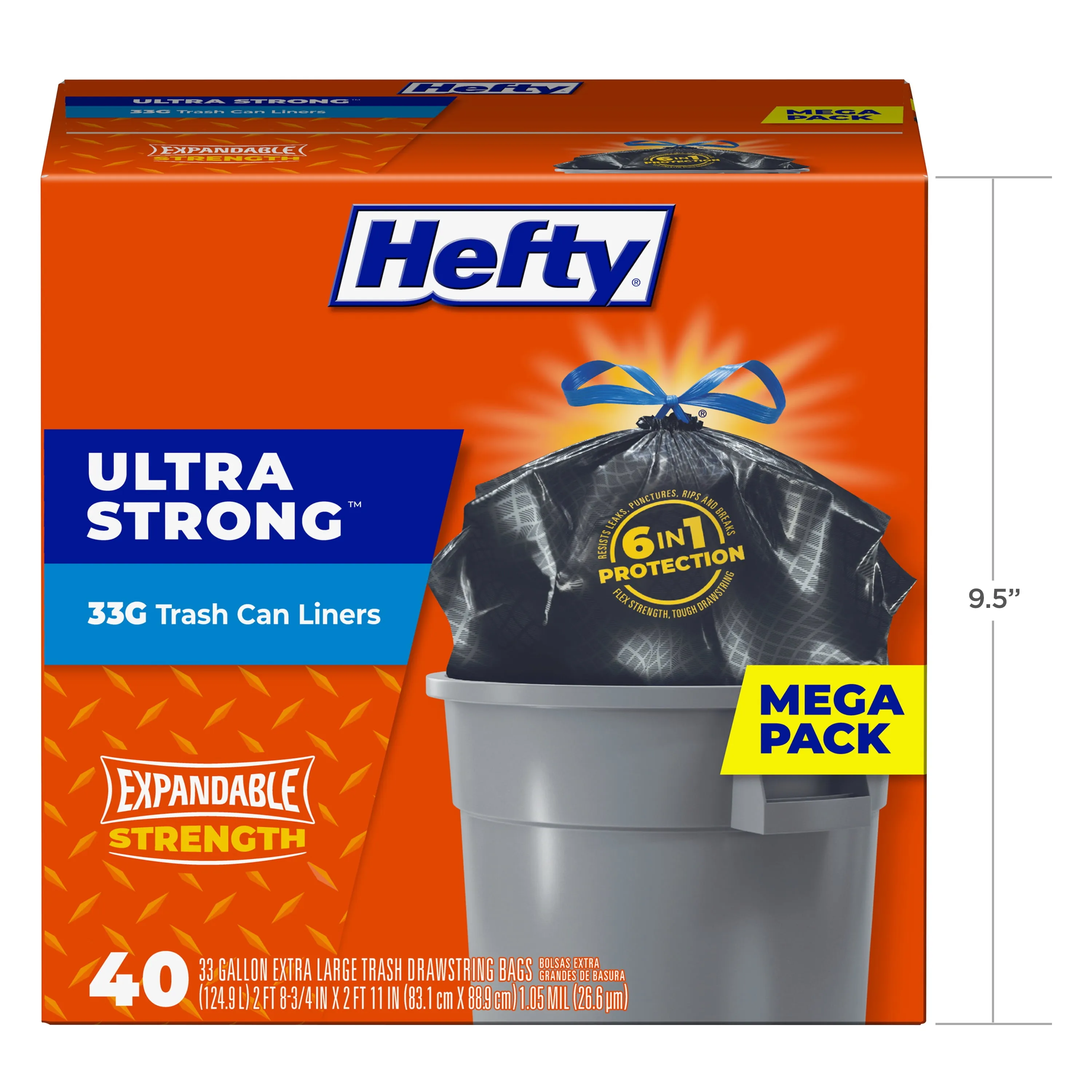 Ultra Strong Multipurpose Large Trash Bags, Black, 33 Gallon, 40 Count