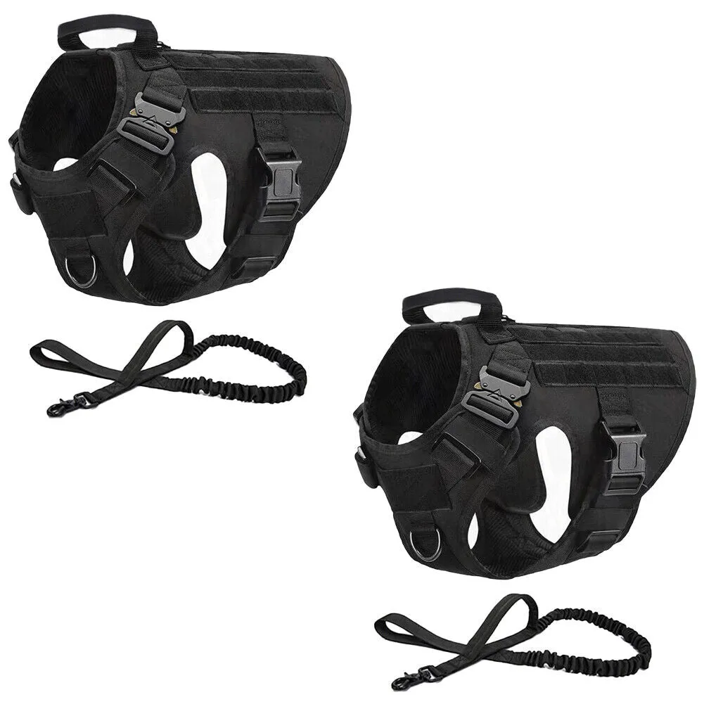 US Tactical Police K9 Training Dog Harness Military Adjustable Nylon Vest Leash