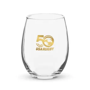 USA Rugby 50th Anniversary Stemless Wine Glass