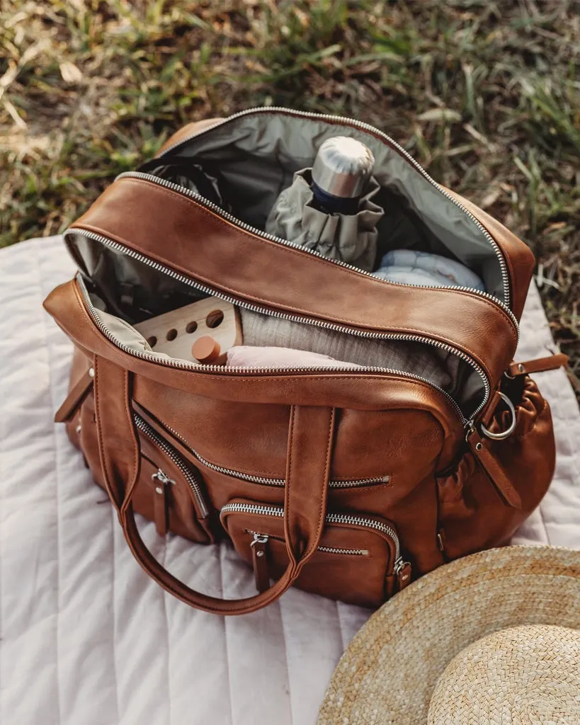 Vegan Leather Nappy Carry All - Tan