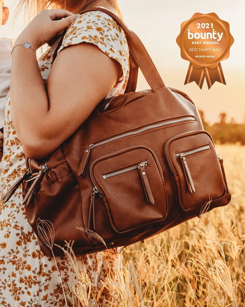 Vegan Leather Nappy Carry All - Tan