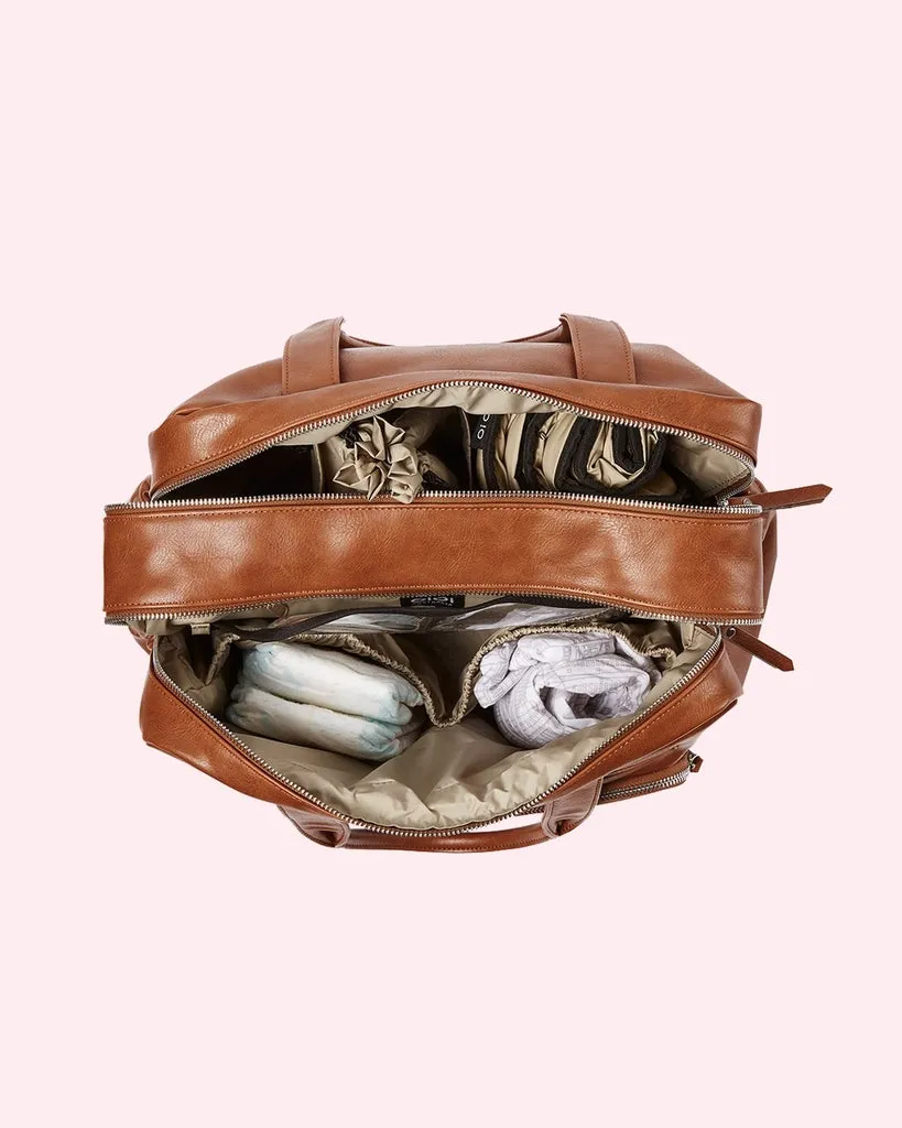 Vegan Leather Nappy Carry All - Tan
