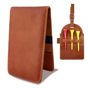 Vintage Leather Golf Scorecard Holder & Yardage Book | Brown