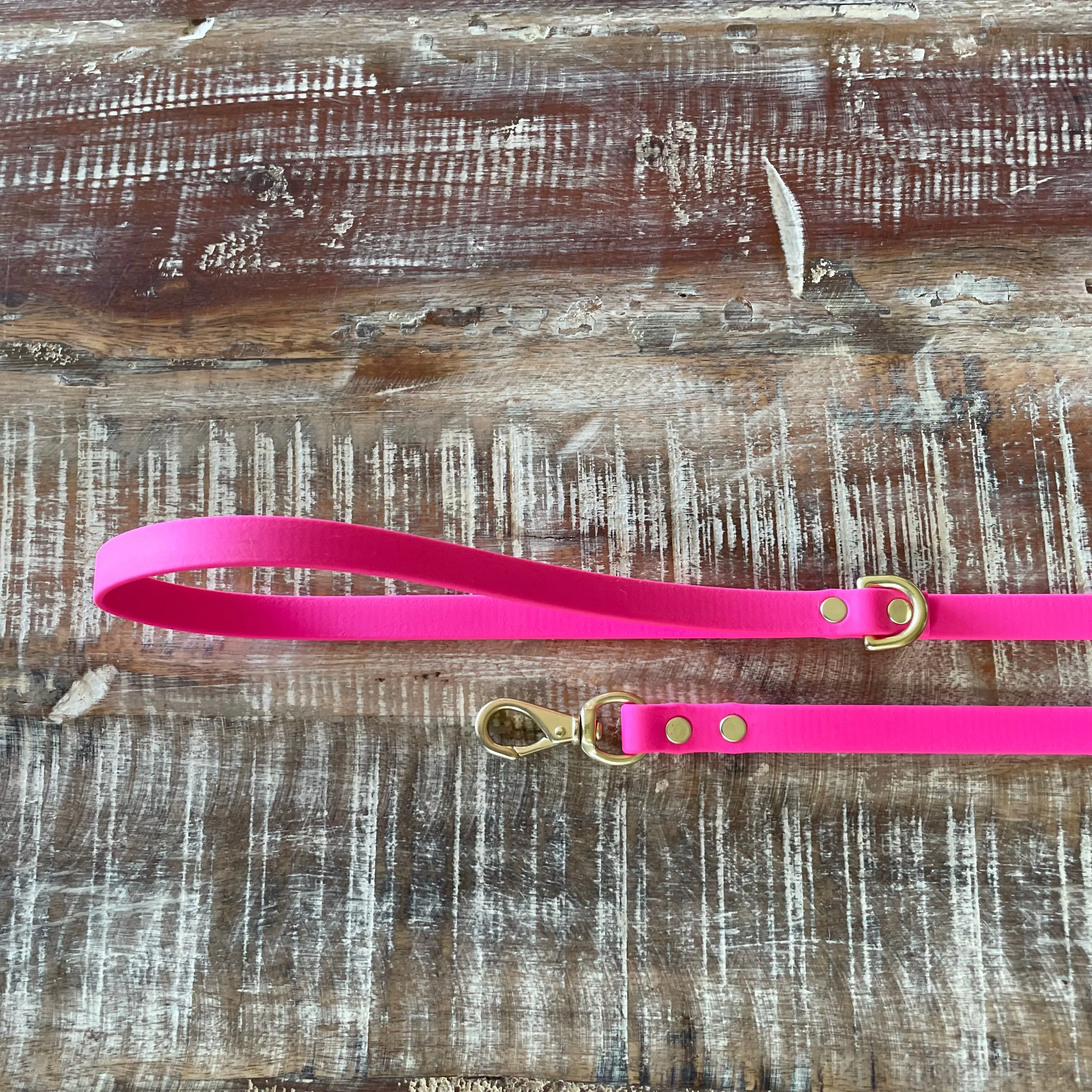 Waterproof Leash (Lightweight) : Neon Pink   Brass