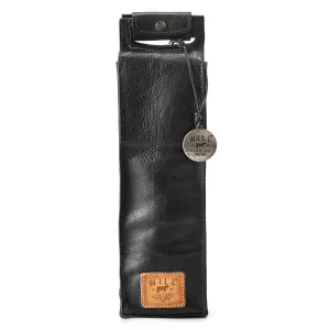 Will Leather Goods Single Wine Bottle Bag, Black Leather