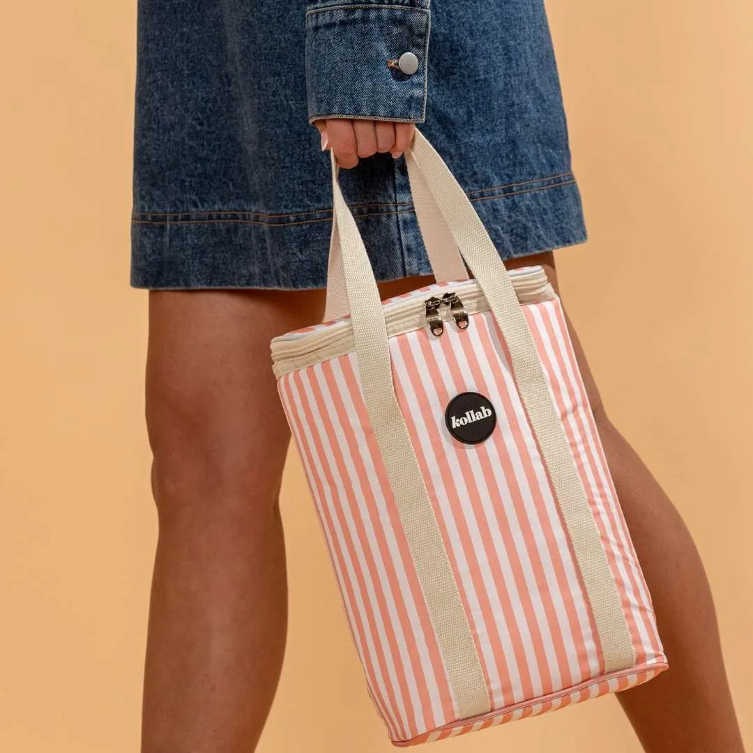 Wine Cooler Bag Coral Stripe