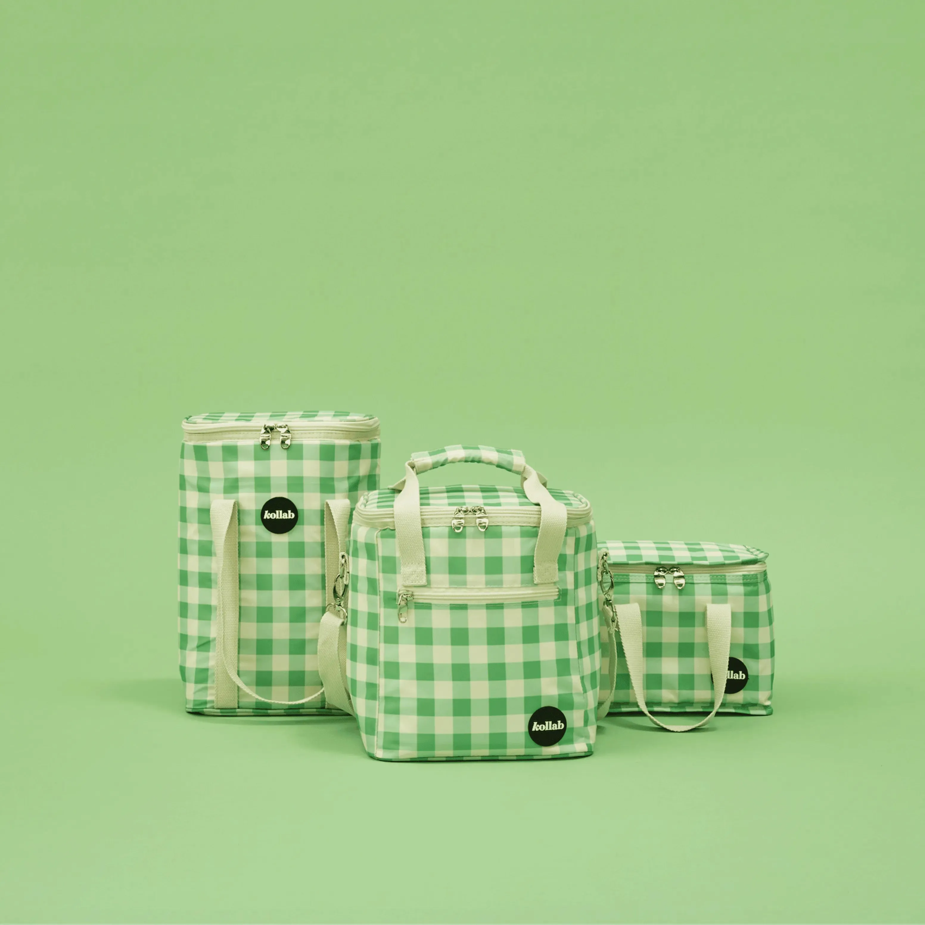 Wine Cooler Bag Kelly Green Check
