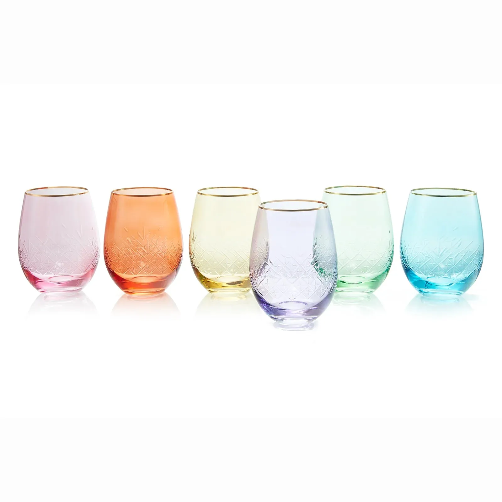Wine Glass Set of 6- Vintage Art Deco